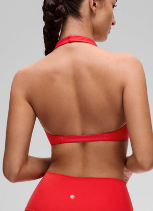 Halter Neck Sports Bra - Twist Front, Double Lined