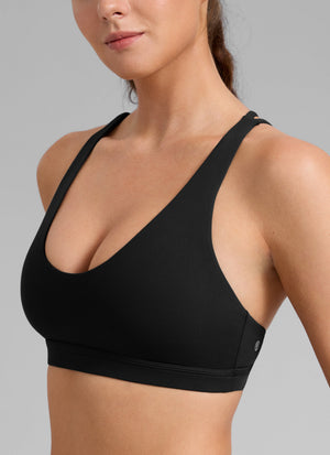 Low Cut Strappy Bra - Low Neckline, Strappy Design