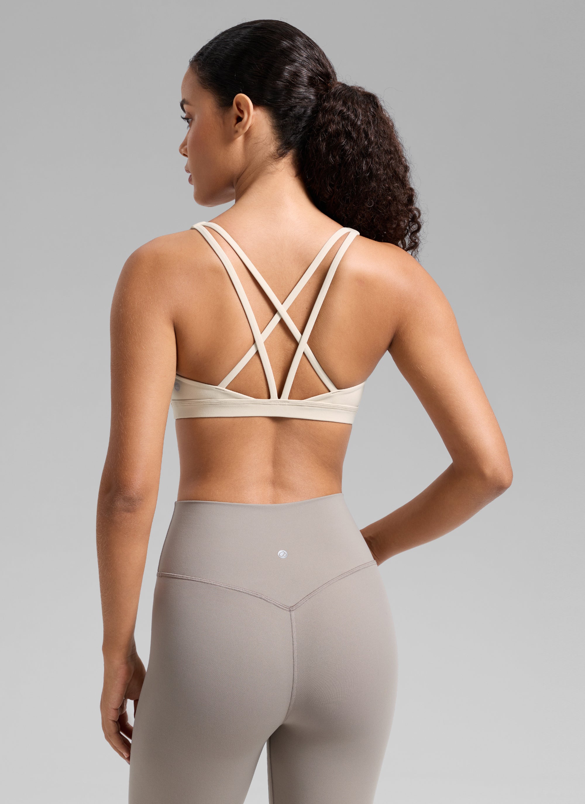 Low Cut Strappy Bra - Low Neckline, Strappy Design - Tan