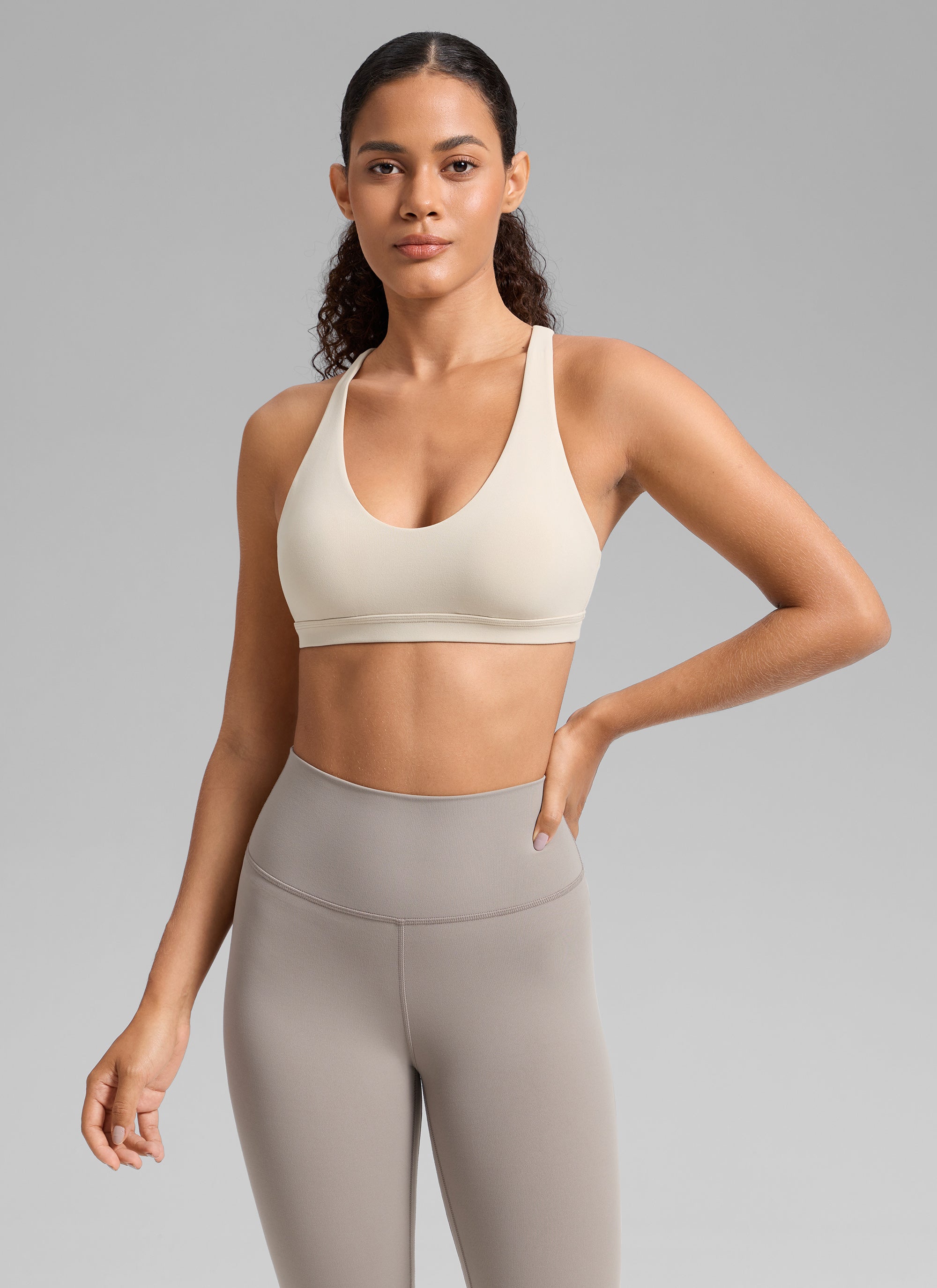 Low Cut Strappy Bra - Low Neckline, Strappy Design