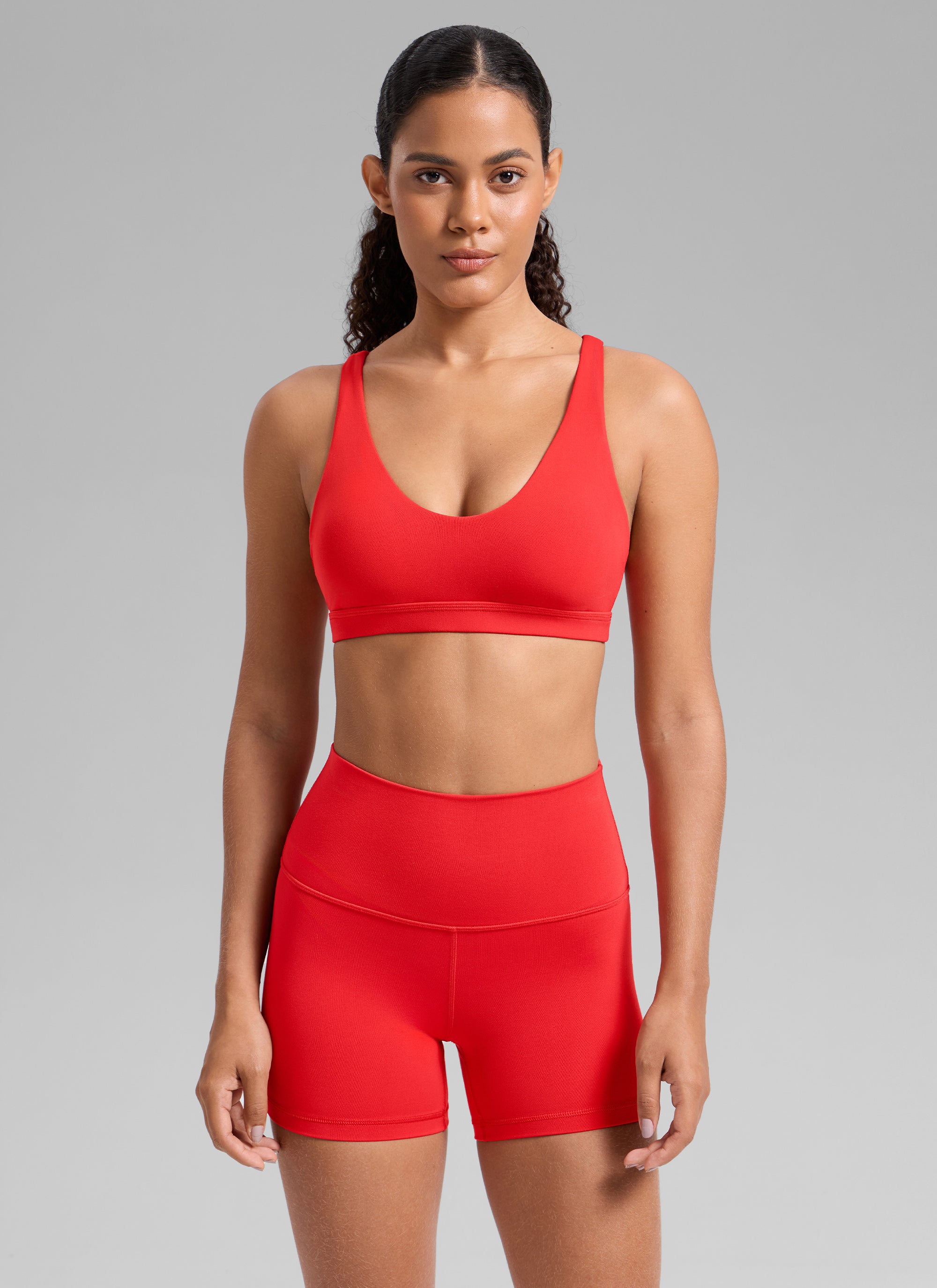 Low Cut Strappy Bra - Low Neckline, Strappy Design