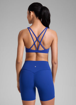Low Cut Strappy Bra - Low Neckline, Strappy Design