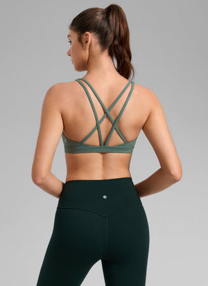 Low Cut Strappy Bra - Low Neckline, Strappy Design