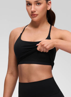 Cross Back Bra Tank Top - Twist Cross Back, Built-in Support