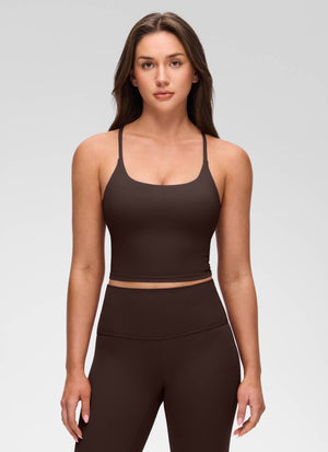 Cross Back Bra Tank Top - Twist Cross Back, Built-in Support