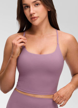Cross Back Bra Tank Top - Twist Cross Back, Built-in Support