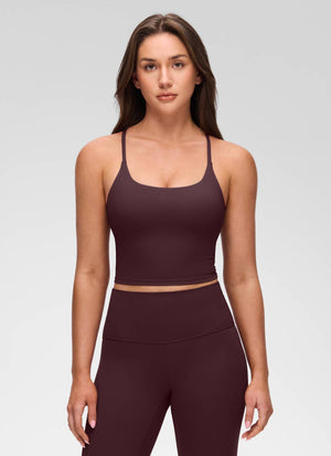 Cross Back Bra Tank Top - Twist Cross Back, Built-in Support
