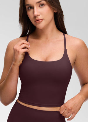 Cross Back Bra Tank Top - Twist Cross Back, Built-in Support
