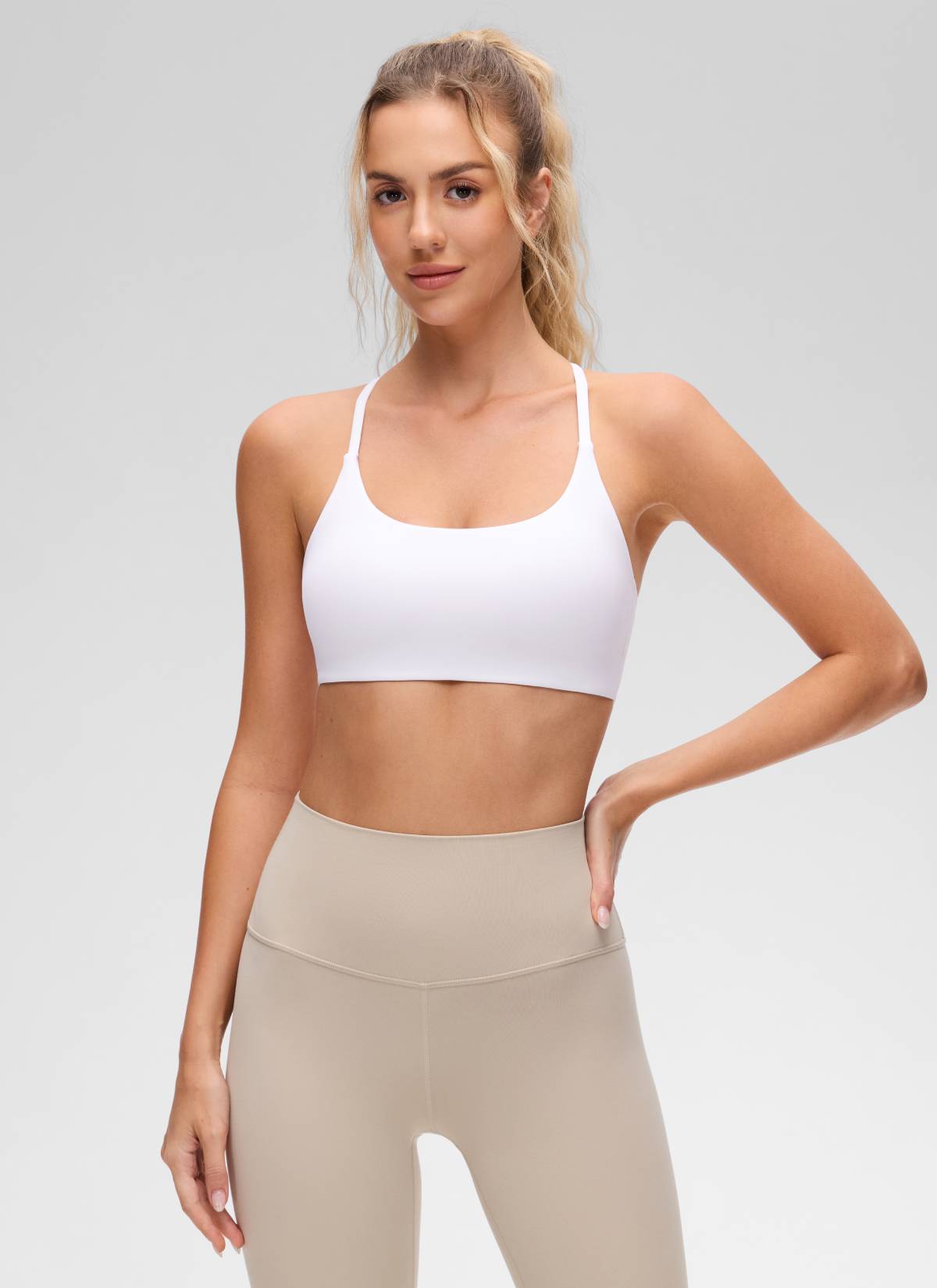 Cross Back Sports Bra - Twist Design, Secure Hold