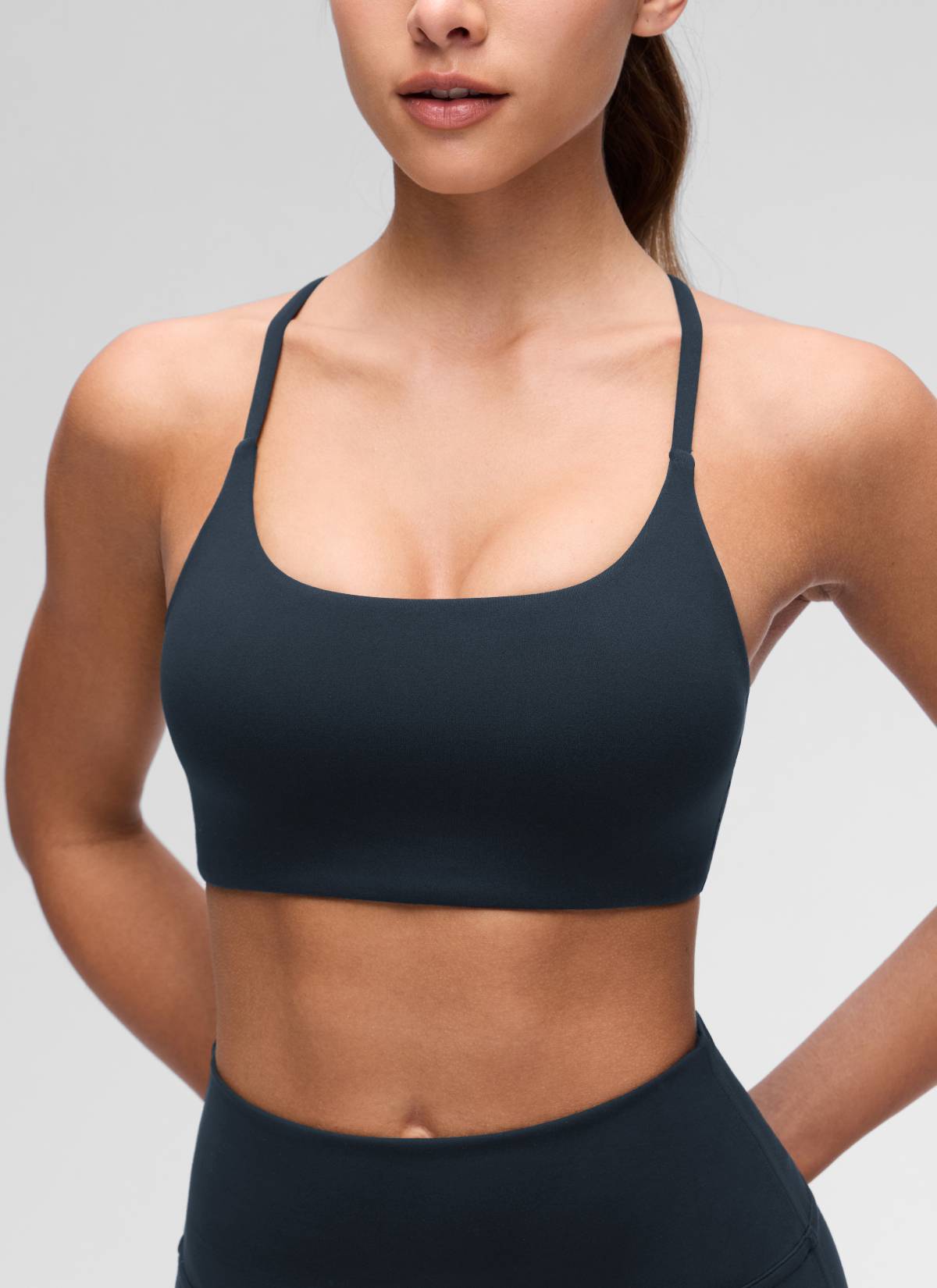 Cross Back Sports Bra - Twist Design, Secure Hold