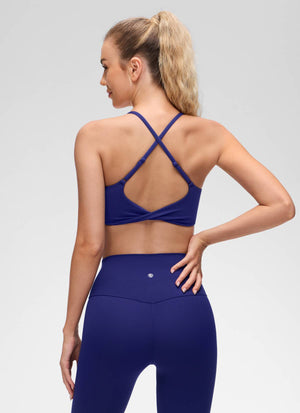 Cross Back Sports Bra - Twist Design, Secure Hold