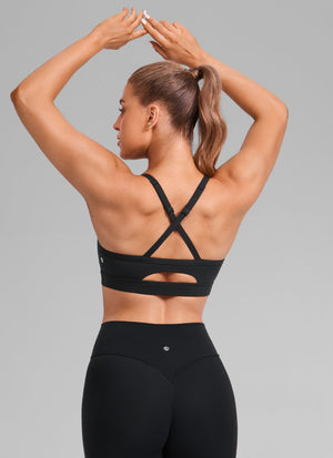 Keyhole Cross Back Sports Bra - Keyhole Detail, Cross Back