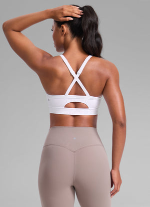 Keyhole Cross Back Sports Bra - Keyhole Detail, Cross Back