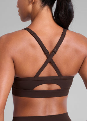Keyhole Cross Back Sports Bra - Keyhole Detail, Cross Back