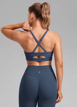 Keyhole Cross Back Sports Bra - Keyhole Detail, Cross Back