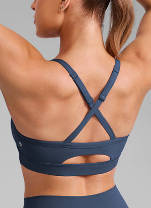 Keyhole Cross Back Sports Bra - Keyhole Detail, Cross Back