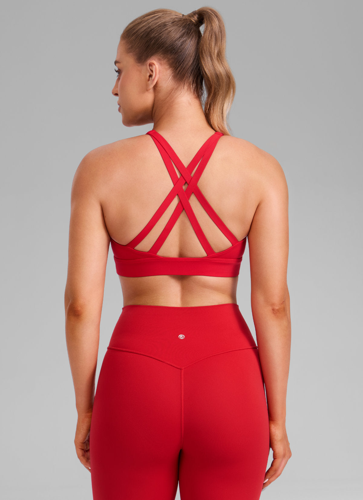 Gym Sports Bra - Wide Criss Cross Back - Red