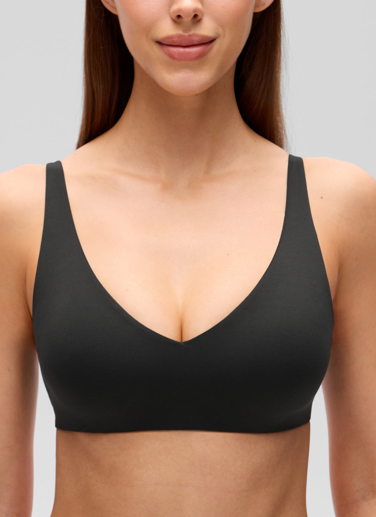 Deep V Bralette - Deep V Neckline, Double Lined