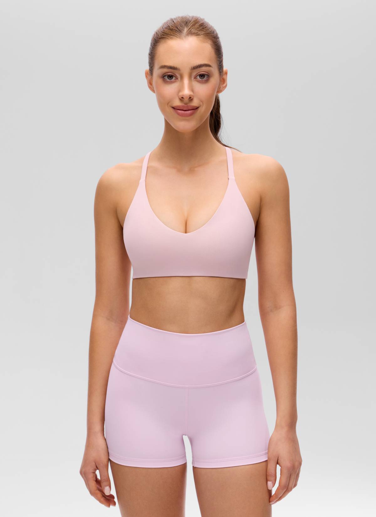 Thin Strap Racerback Bra - Racerback, Minimal Straps - Soft Pink