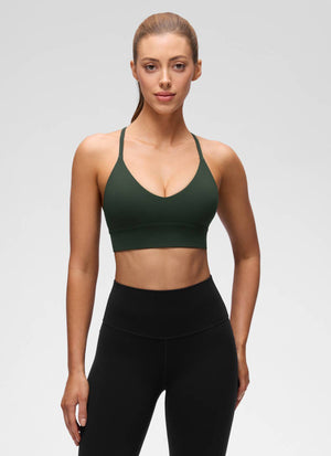 Cross Back Longline Bra - Extended Coverage, Cross Back - Green