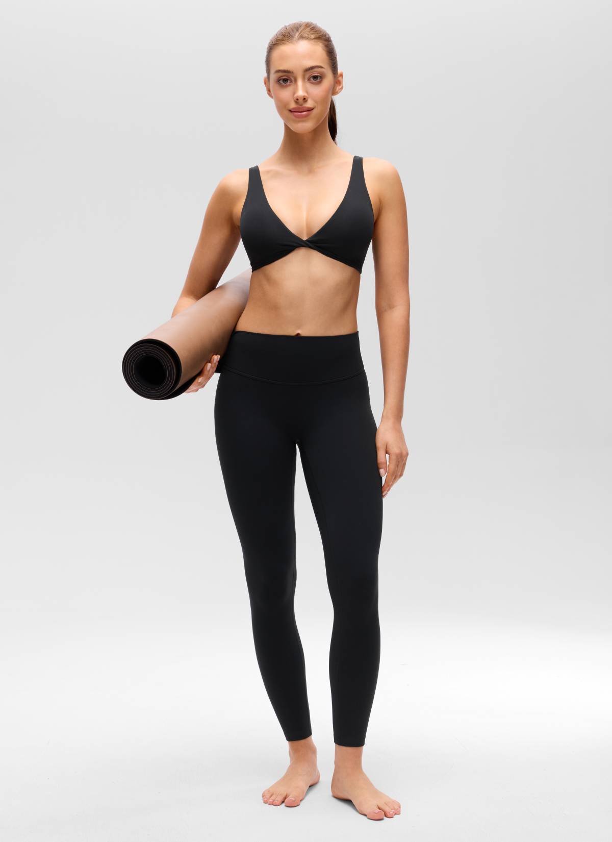 V Neck Sports Bra - Twist Front, U Back
