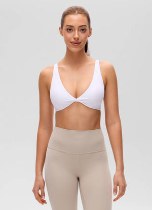 V Neck Sports Bra - Twist Front, U Back