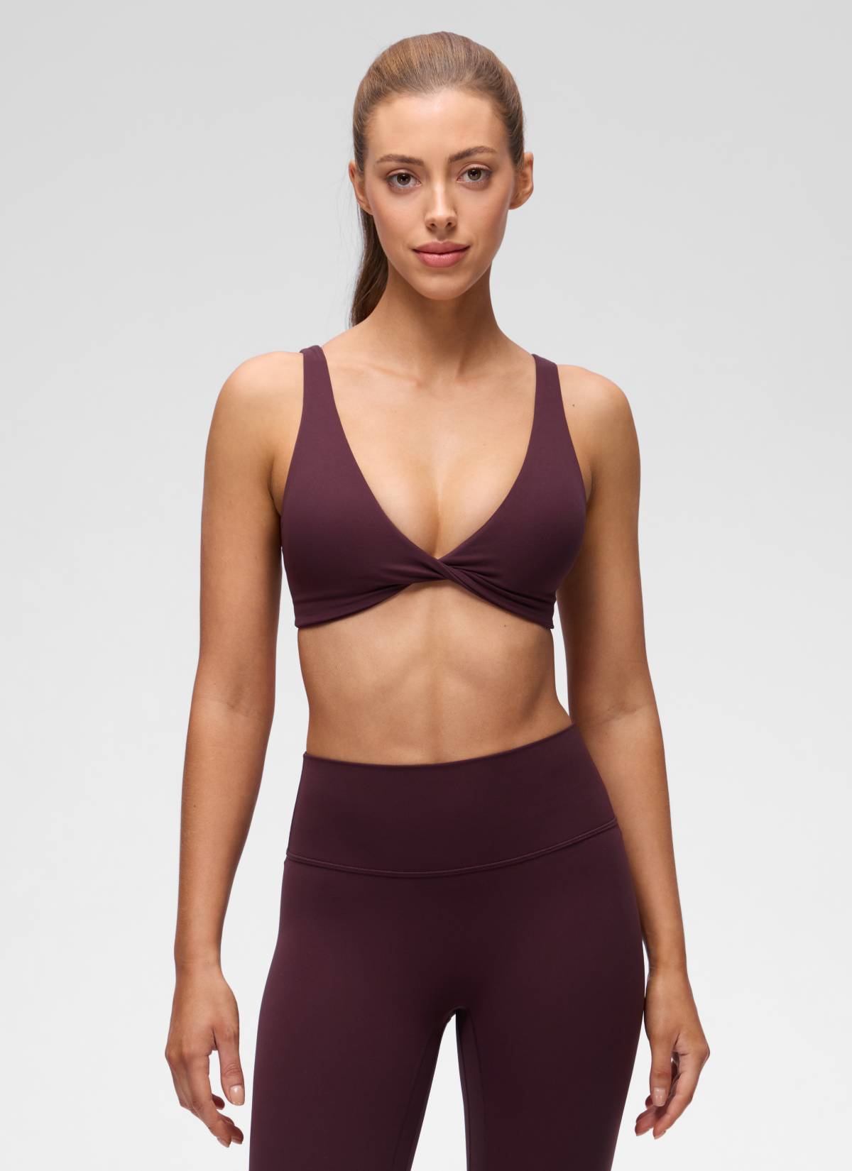 V Neck Sports Bra - Twist Front, U Back