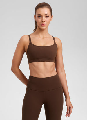 Double Lined Sports Bra - Scoop Neck, No Padding - Chestnut