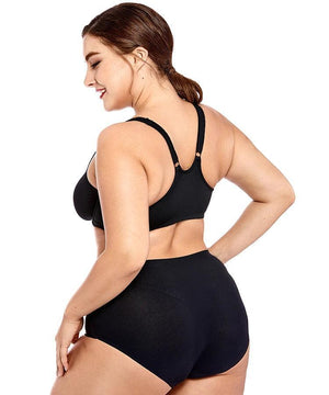 Back view of plus-size bra with adjustable straps and wide support band - MissFine
