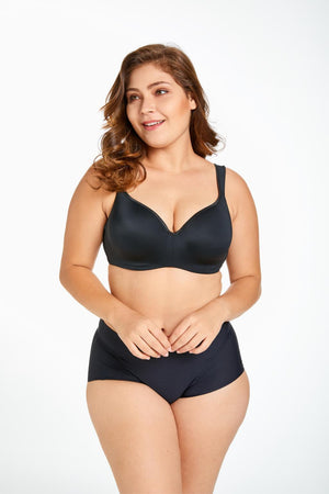 Back view of plus size bra with wide band and hook-and-eye back closure detail - MissFine