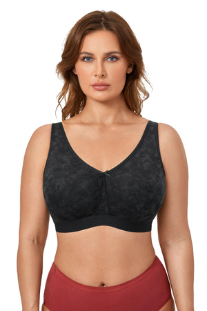 Cotton Back view of full coverage bra with wide underband and back closure - MissFine
