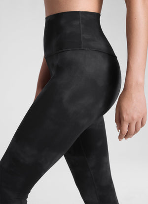 Yoga Leggings in Butterluxe Fabric - Seamless Waist, 25 Inch Black Tie Dye Flowers - view 4