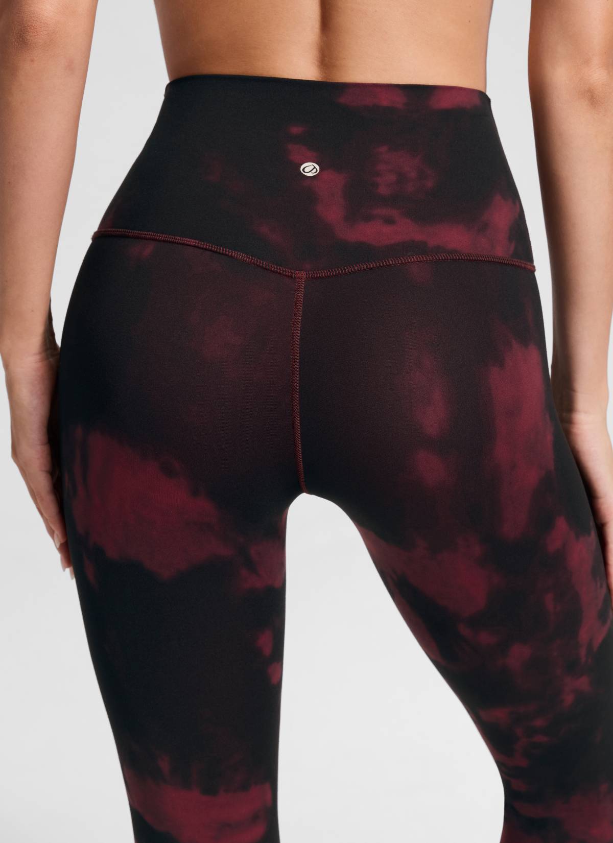 Yoga Leggings in Butterluxe Fabric - Seamless Waist, 25 Inch Burgundy Tie Dye Flowers - view 4