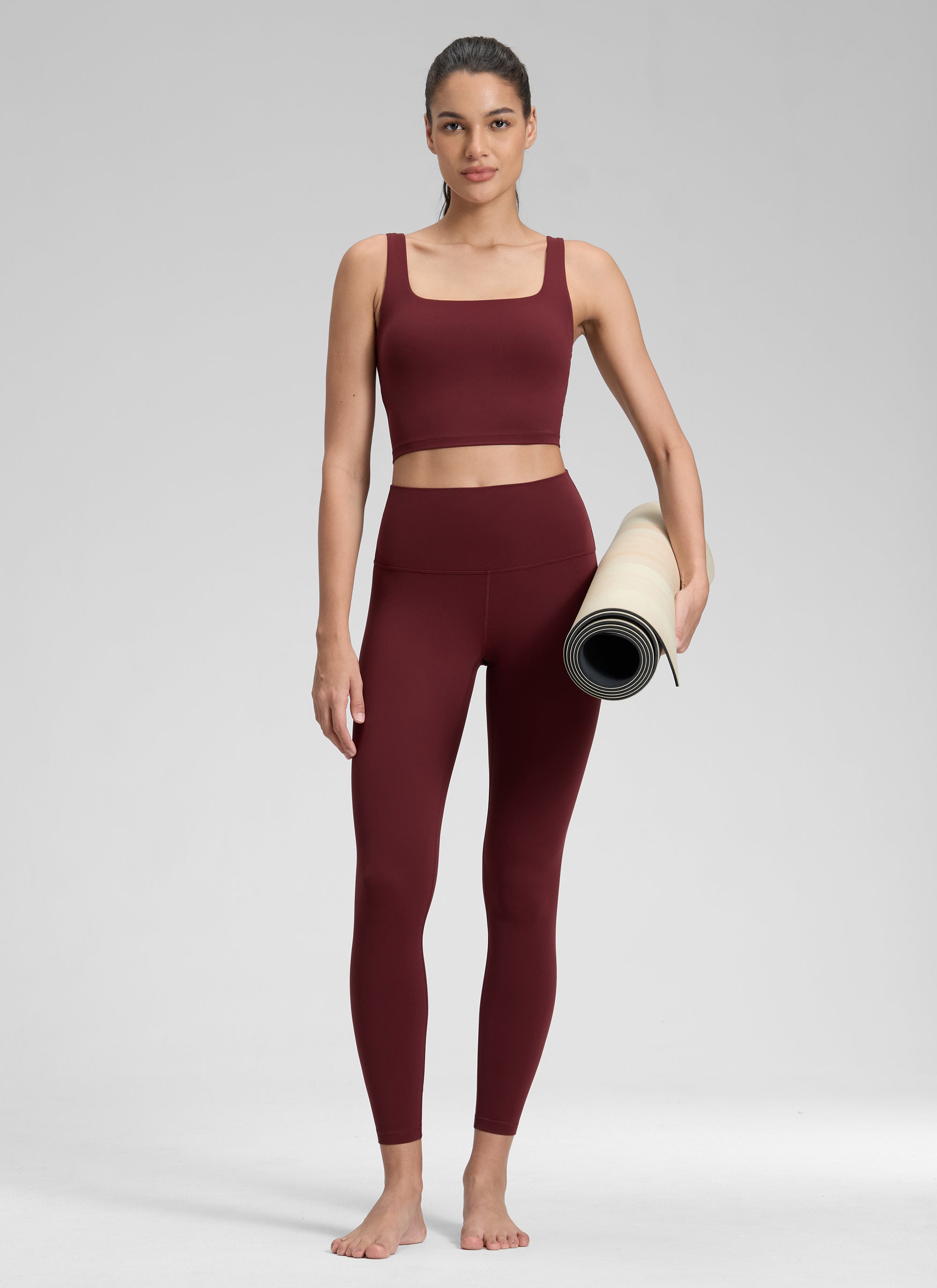 Yoga Leggings in Butterluxe Fabric - Seamless Waist, 25 Inch Red Merlot - view 3