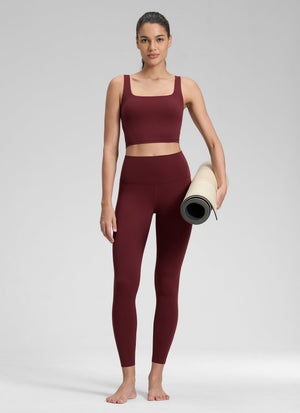 Yoga Leggings in Butterluxe Fabric - Seamless Waist, 25 Inch Red Merlot - view 3