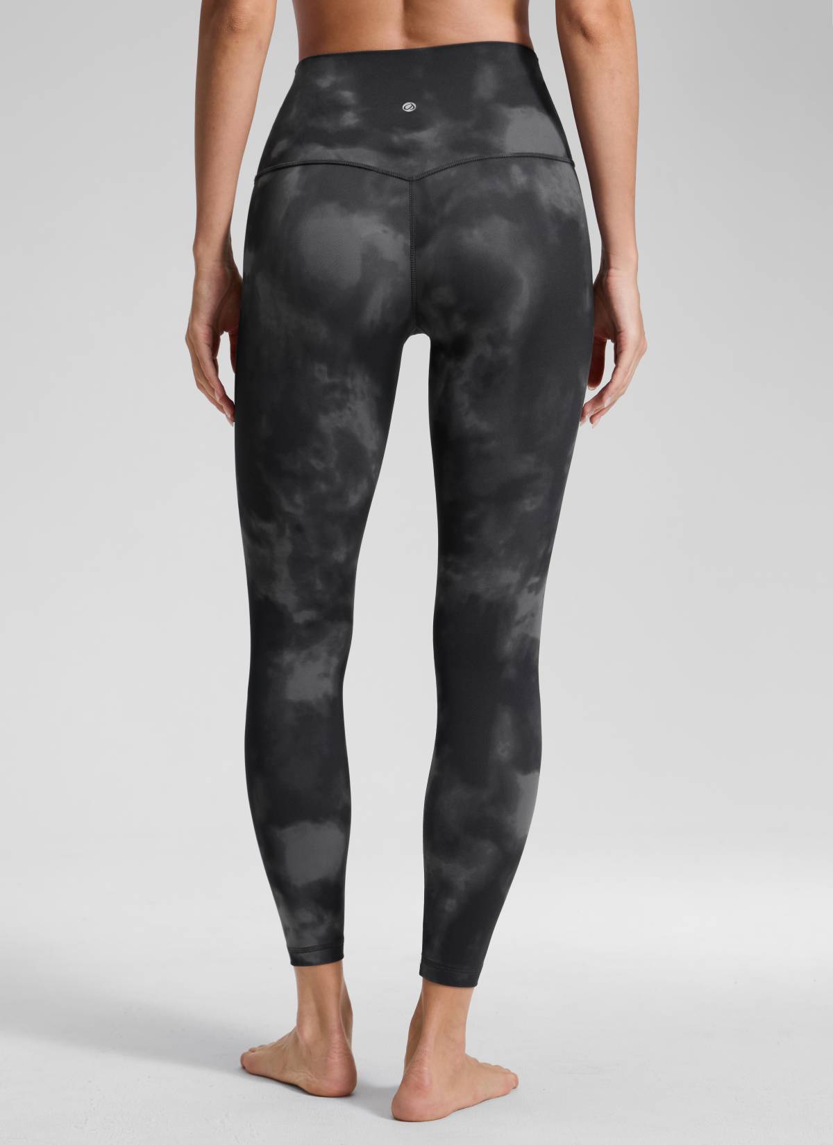 Yoga Leggings in Butterluxe Fabric - Seamless Waist, 25 Inch Grey Tie Dye Flowers - view 2