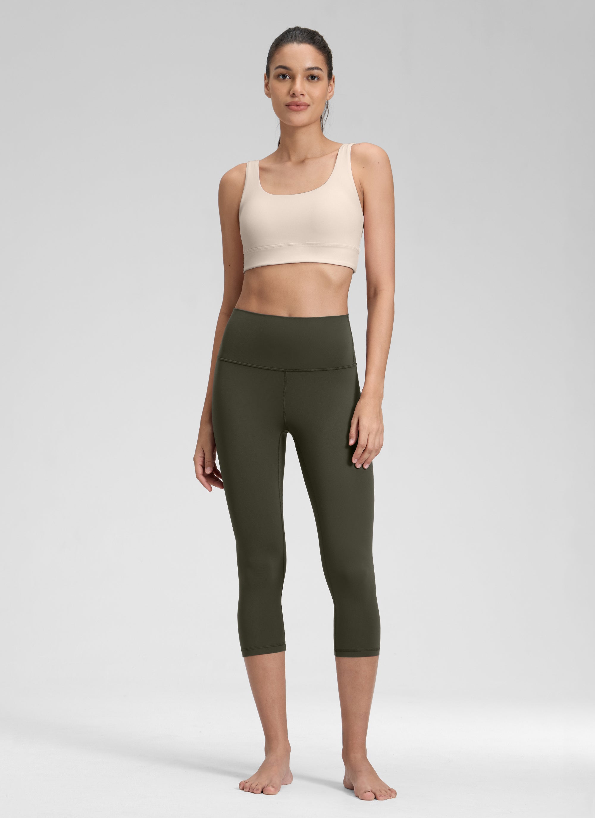 Yoga Leggings in Butterluxe Fabric - 19 Inch Petite Fit Olive Green - view 3