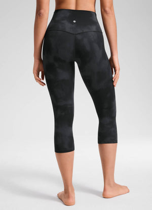 Yoga Leggings in Butterluxe Fabric - 19 Inch Petite Fit Black Tie Dye Flowers - view 2