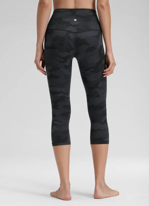 Yoga Leggings in Butterluxe Fabric - 19 Inch Petite Fit Dark Grey Camouflage 2 - view 2