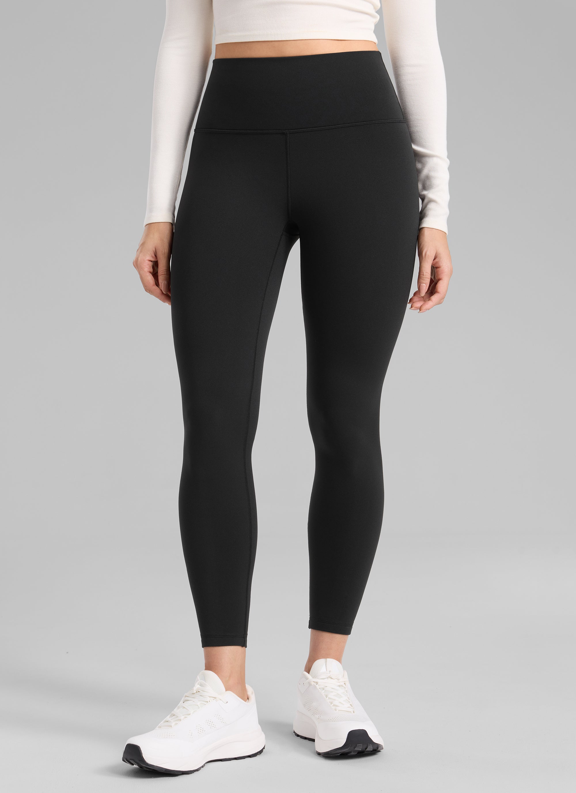 Thermal Fleece Lined Leggings - Matte Finish, 25 Inch Black - view 1