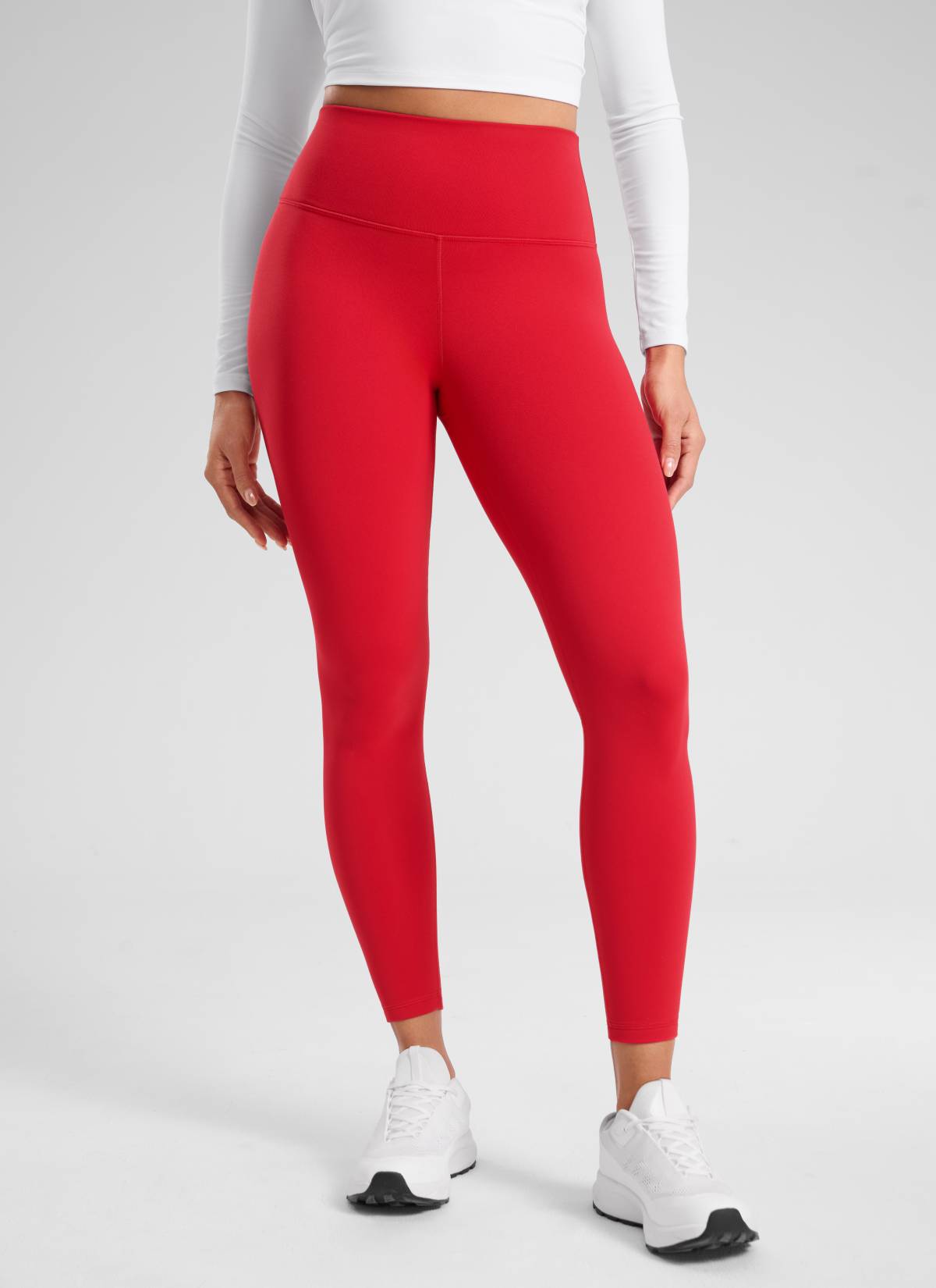 Thermal Fleece Lined Leggings - Matte Finish, 25 Inch Aurora Red - view 1
