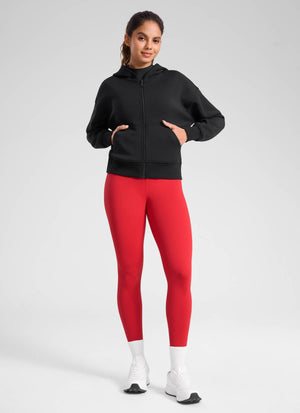 Thermal Fleece Lined Leggings - Matte Finish, 25 Inch Aurora Red - view 3
