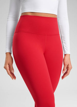 Thermal Fleece Lined Leggings - Matte Finish, 25 Inch Aurora Red - view 4