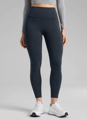 Thermal Fleece Lined Leggings - Matte Finish, 25 Inch True Navy - view 1