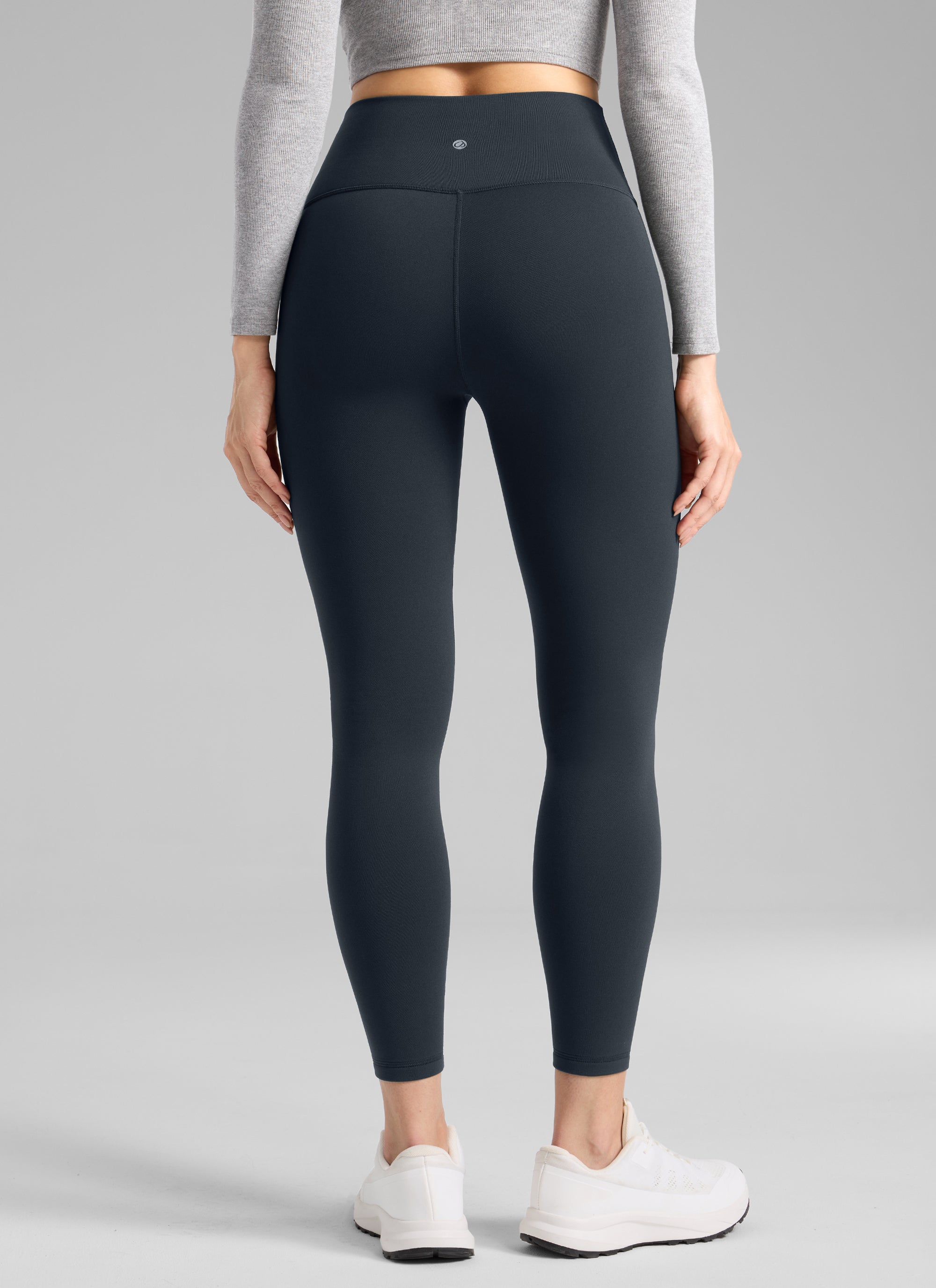 Thermal Fleece Lined Leggings - Matte Finish, 25 Inch True Navy - view 2