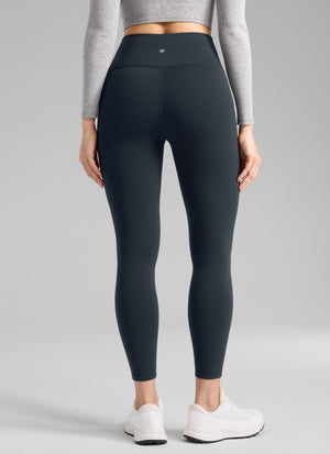Thermal Fleece Lined Leggings - Matte Finish, 25 Inch True Navy - view 2