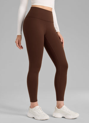 Thermal Fleece Lined Leggings - Matte Finish, 25 Inch Lava Brown - view 1