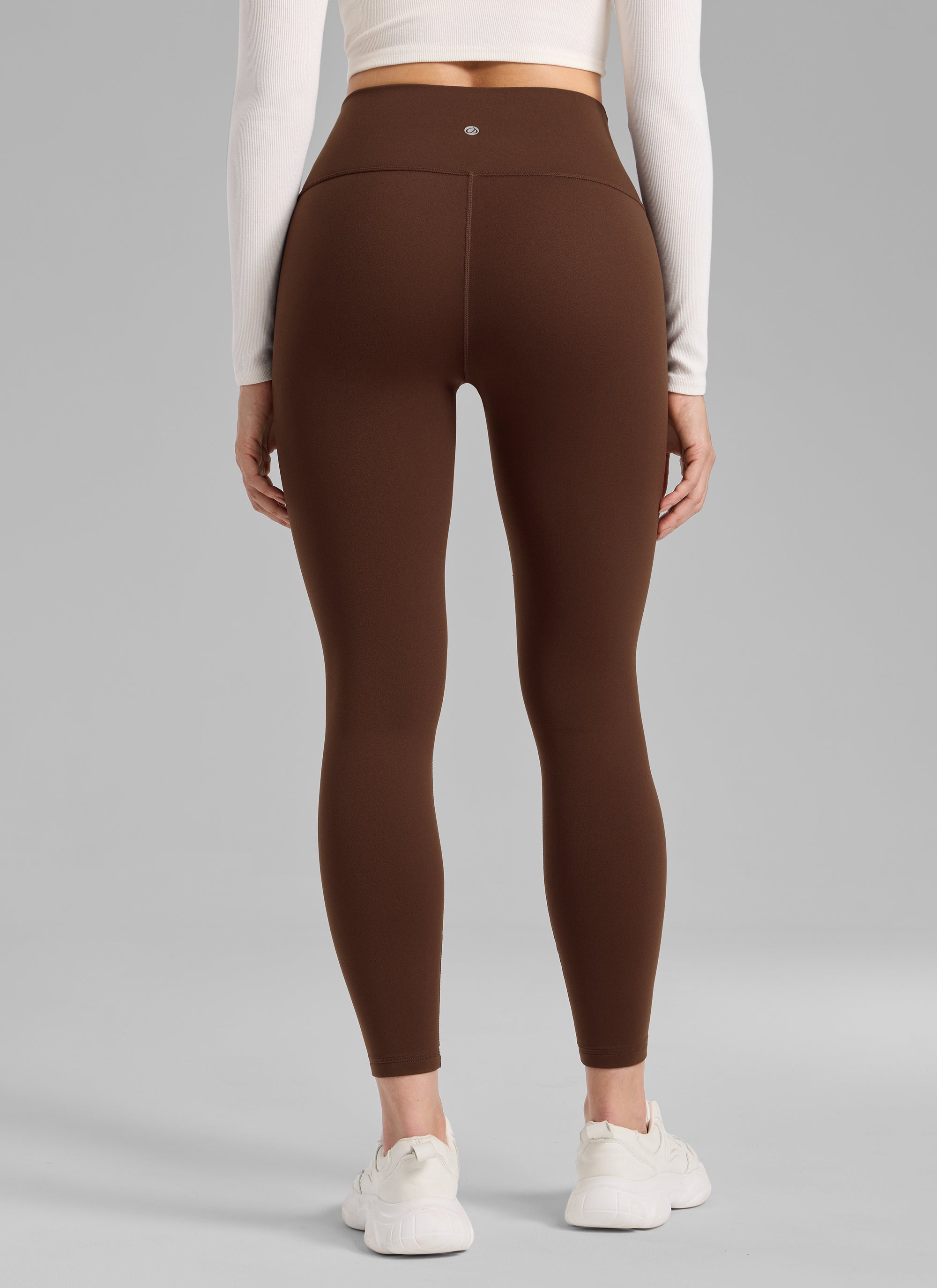 Thermal Fleece Lined Leggings - Matte Finish, 25 Inch Lava Brown - view 2