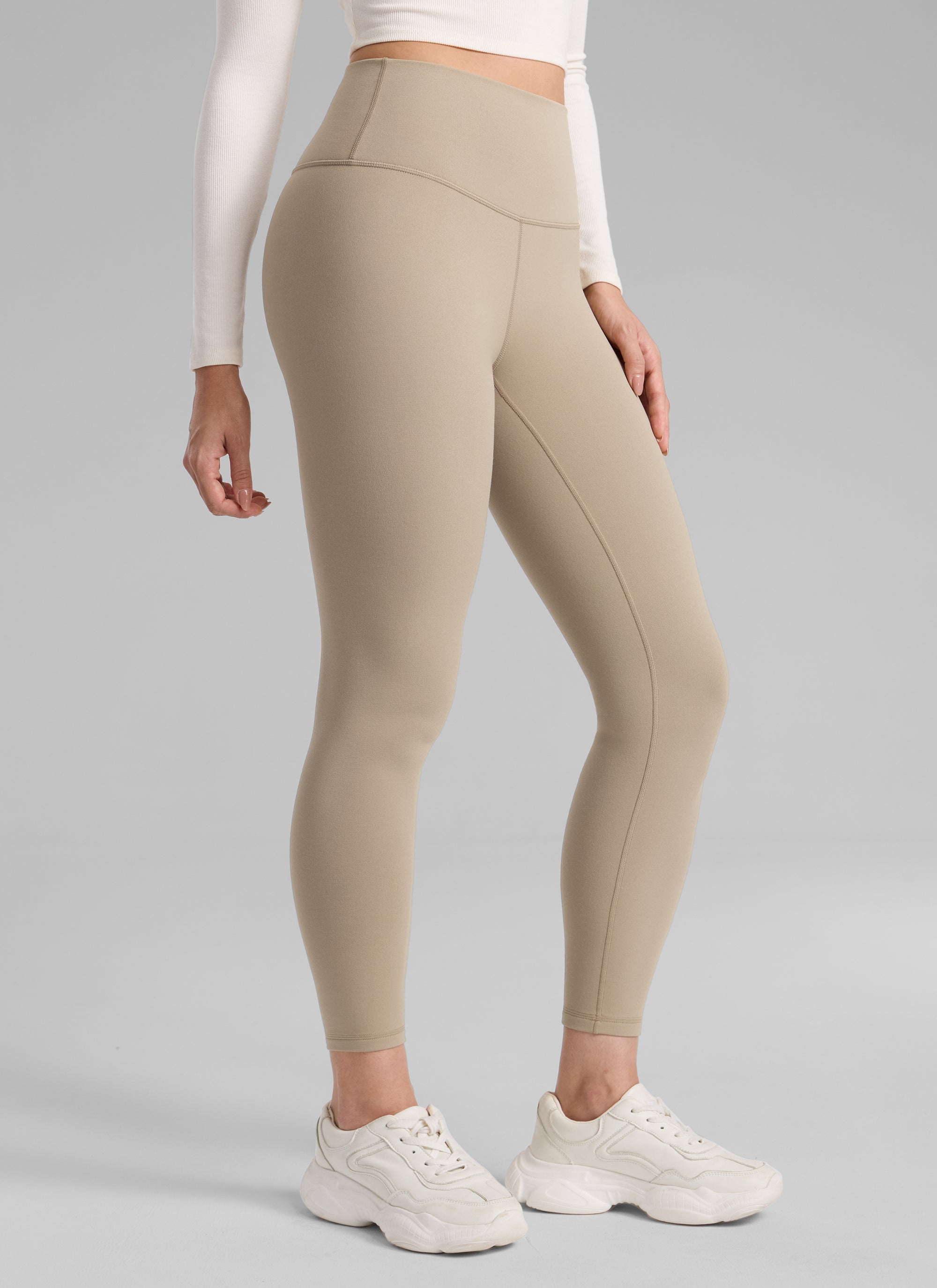Thermal Fleece Lined Leggings - Matte Finish, 25 Inch Oak - view 1