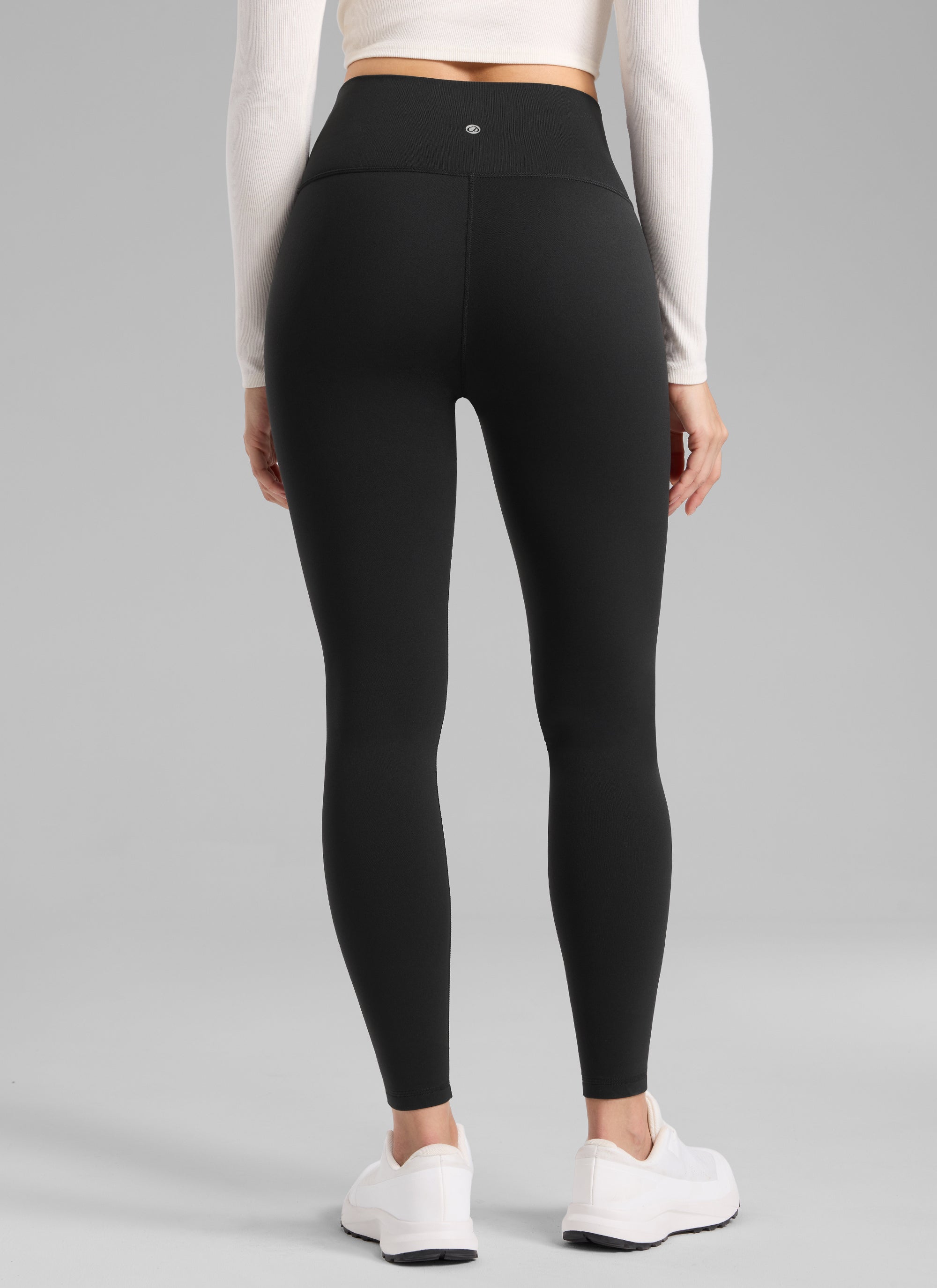 Thermal Fleece Lined Leggings - Matte Finish, 28 Inch Tall Black - view 2